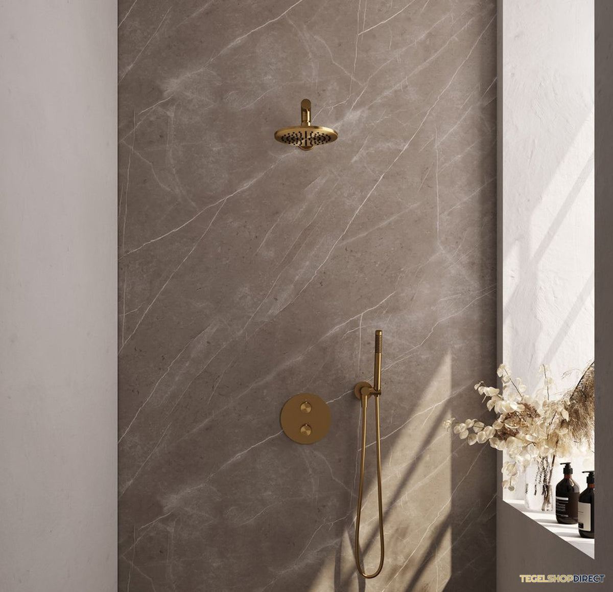 Thermostatische Inbouwdoucheset Brauer Carving Met Ronde Afdekplaat Goud Alle Opties)
