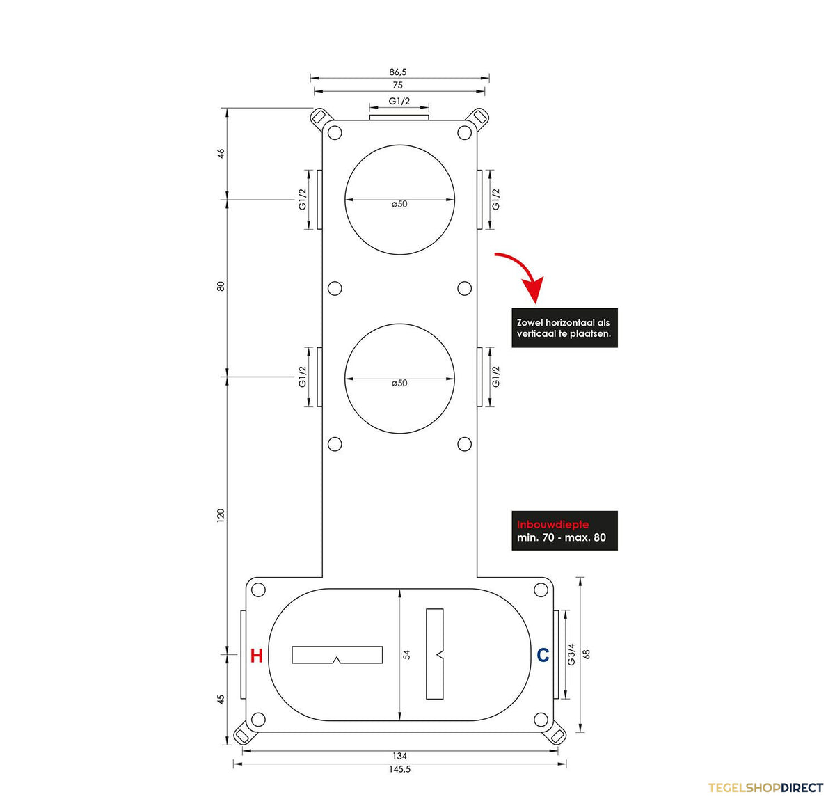 Inbouwthermostaat Brauer Copper Edition en 2 Stopkranen Met in- en Afbouwdelen Geborsteld Koper – afbeelding 4