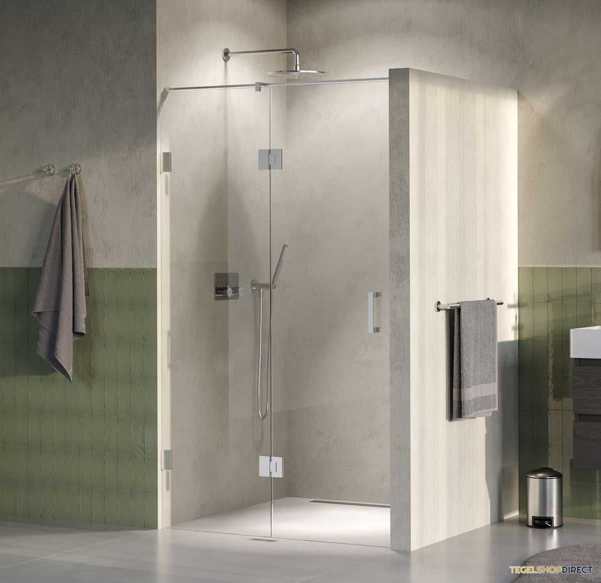 BRAUER Void nisdeur 2-delig helder glas 110x200 omkeerbaar met draaideur 60 aan glas incl. glascoating PVD RVS-kleurig