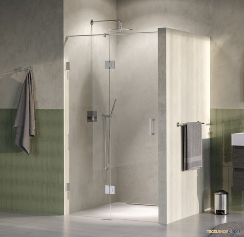 BRAUER Void nisdeur 2-delig helder glas 110x200 omkeerbaar met draaideur 60 aan glas incl. glascoating PVD RVS-kleurig
