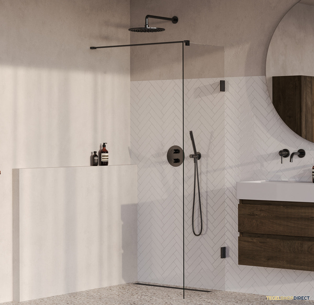 BRAUER Void inloopdouche helder glas 50x200 incl. glascoating PVD gunmetal geborsteld