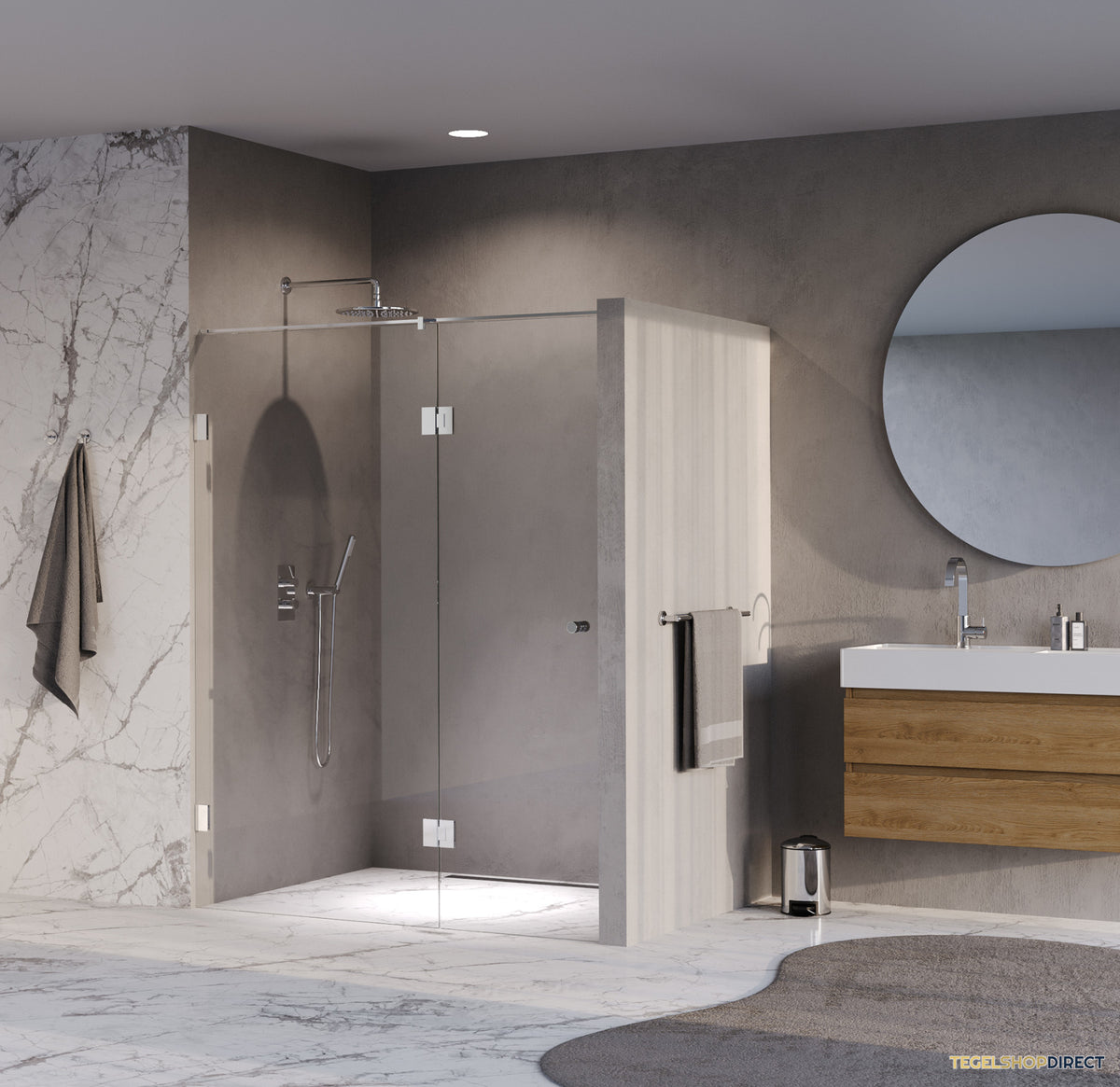 BRAUER Void Carving nisdeur 2-delig helder glas 150x200 omkeerbaar met draaideur 70 aan glas incl. glascoating chroom – afbeelding 2