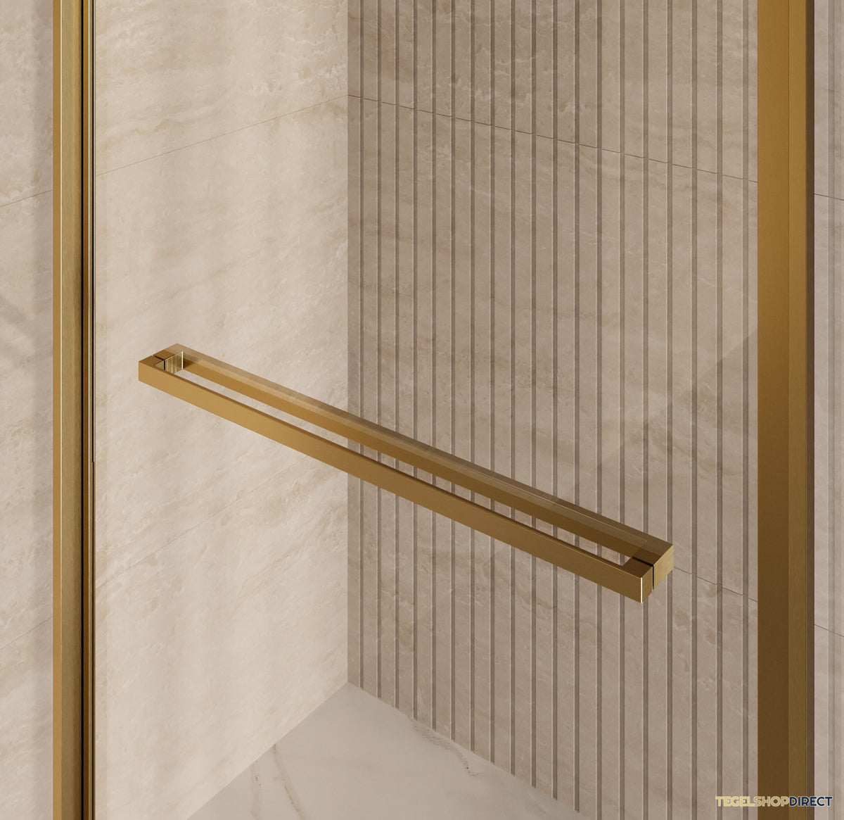 BRAUER Luminis Douchecabine 3-Delig Naar Binnen Draaiend 120x90x200 Omkeerbaar Helder Glas Incl. Glascoating PVD Goud Geborsteld – afbeelding 4