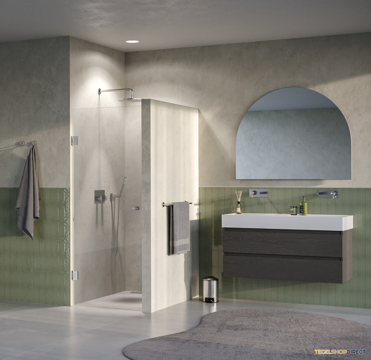 BRAUER Void Carving nisdeur helder glas 60x200 omkeerbaar incl. glascoating PVD RVS-kleurig geborsteld – afbeelding 2