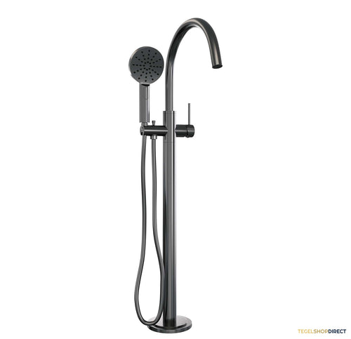 Badkraan Vrijstaand Brauer Gunmetal Carving met Handdouche 3-Standen Geborsteld Gunmetal
