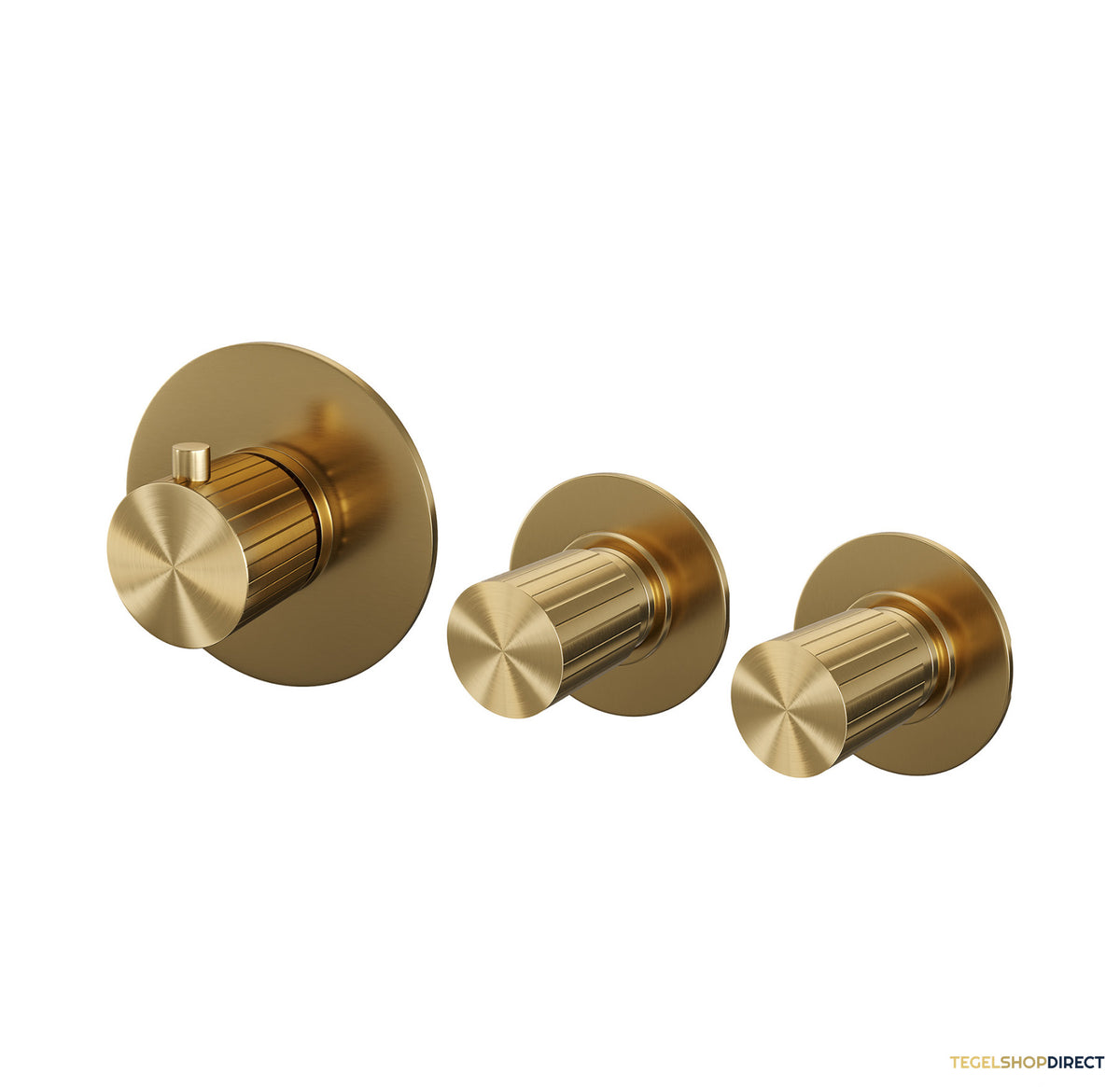Brauer Stripe thermostatische inbouw badkraan SET 02 met badvulcombinatie en 3-standen handdouche en doucheslang en wandaansluitbocht goud geborsteld PVD – afbeelding 3