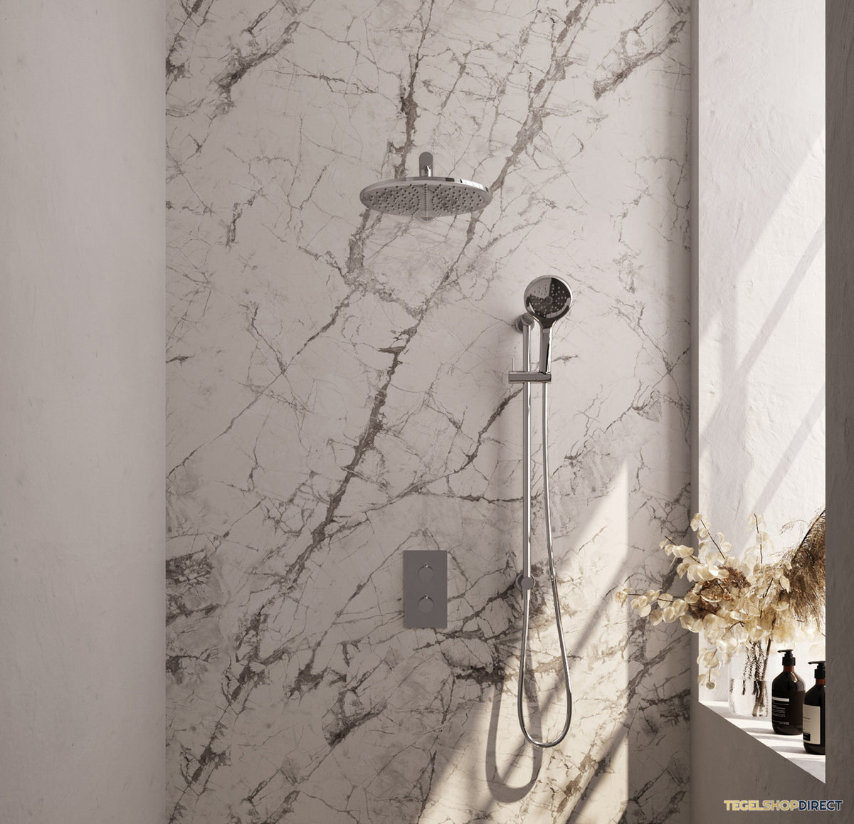 Inbouw Regendouche Set Brauer Chrome Edition Wanduitloop Ronde Hoofddouche 30 cm Met Glijstang en Handdouche 3 Standen
