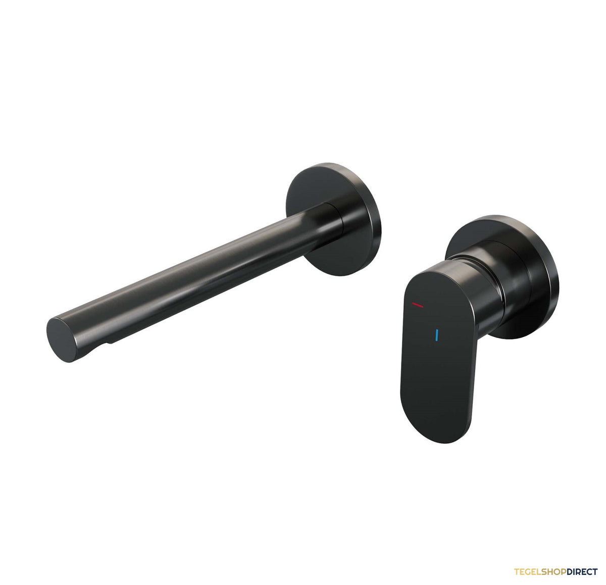 Inbouw Wastafelmengkraan Brauer Gunmetal Edition Coldstart Rechte Uitloop Platte Hendel Rechts Geborsteld Gunmetal PVD Met Rozetten