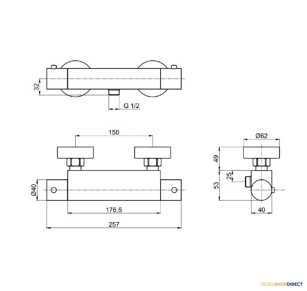 Opbouw Douchekraan Brauer Copper Thermostatisch Koper – afbeelding 2