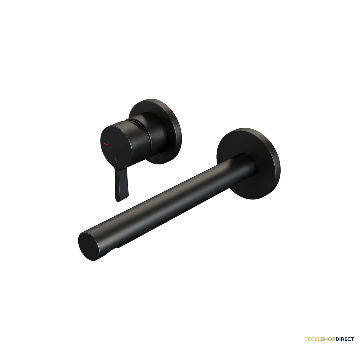 Inbouw Wastafelmengkraan Brauer Black Edition Coldstart Rechte Uitloop Halfronde Hendel Links Mat Zwart Met Rozetten