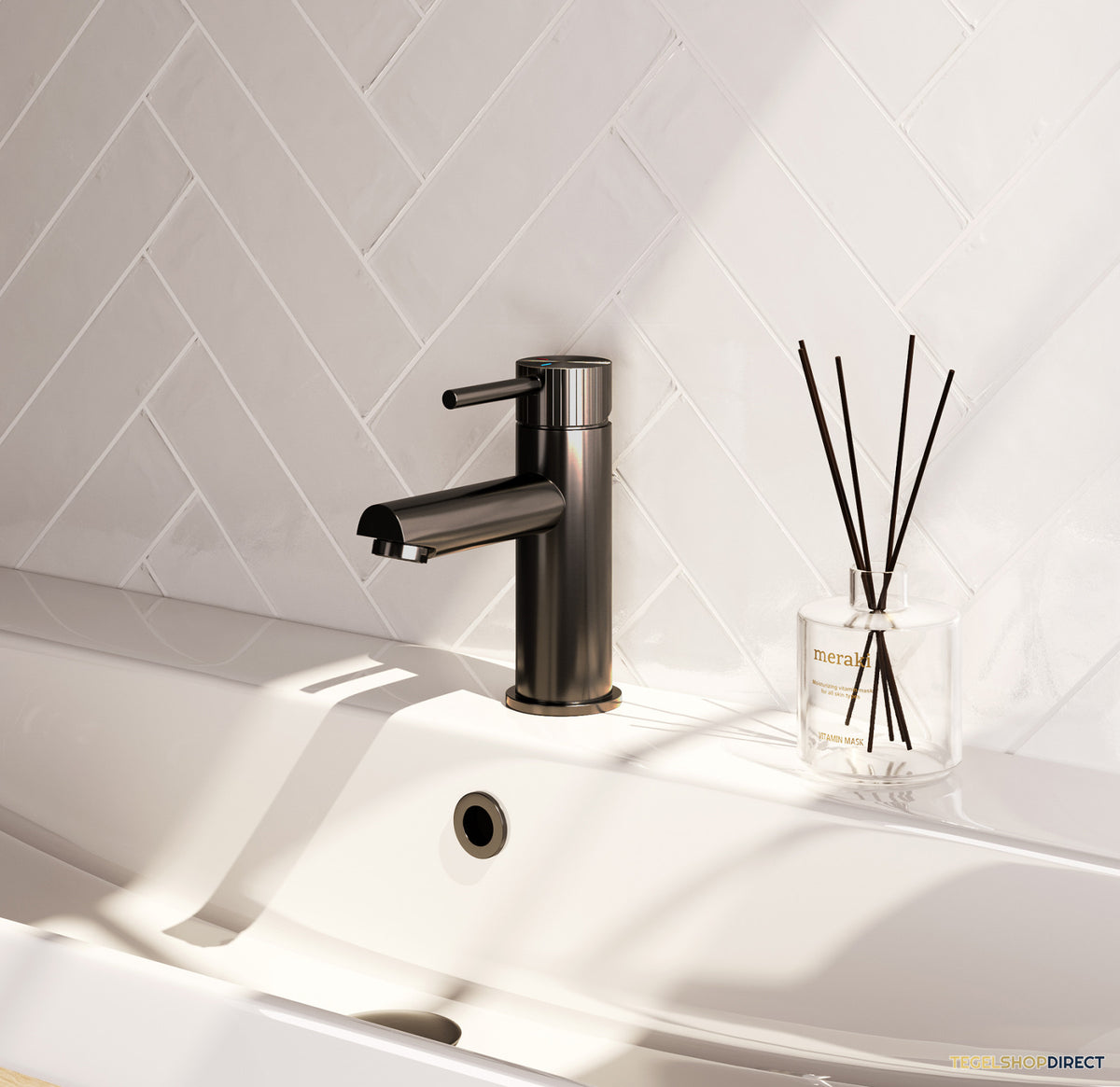 Brauer Stripe lage opbouw wastafelmengkraan model A gunmetal geborsteld PVD – afbeelding 2