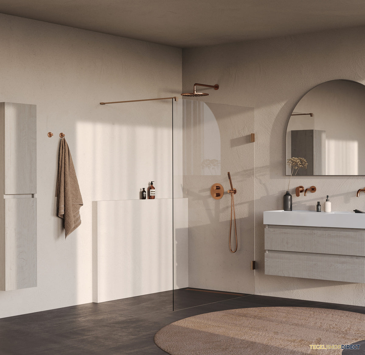 BRAUER Void inloopdouche helder glas 140x200 incl. glascoating PVD koper geborsteld – afbeelding 2