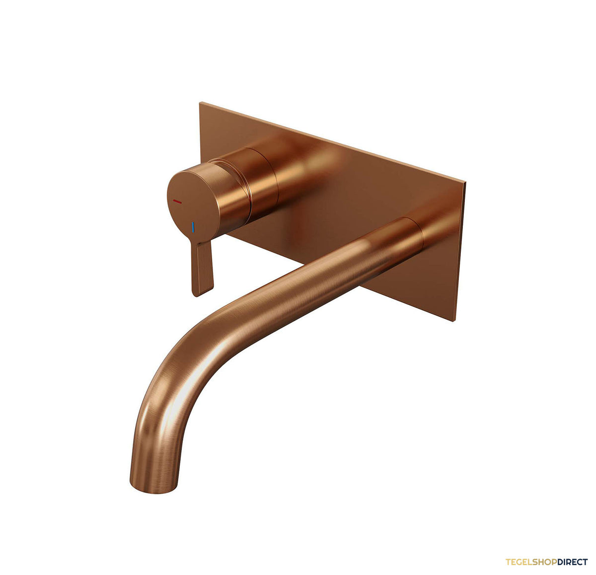 Inbouw Wastafelmengkraan Brauer Copper Edition Coldstart Gebogen Uitloop Halfronde Hendel Links Geborsteld Koper PVD Met Afdekplaat