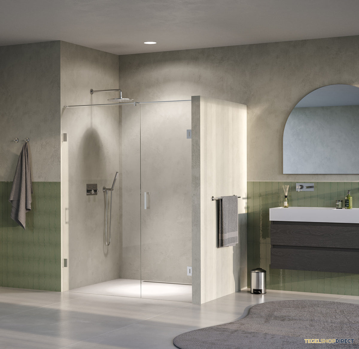 BRAUER Void nisdeur 2-delig helder glas 150x200 omkeerbaar met draaideur 70 aan muur incl. glascoating PVD RVS-kleurig – afbeelding 2