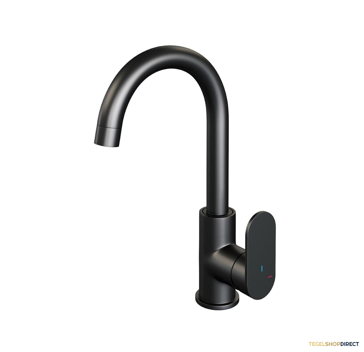 Wastafelmengkraan Brauer Black Edition Coldstart Opbouw Hoog Gebogen Platte Hendel Mat Zwart – afbeelding 2