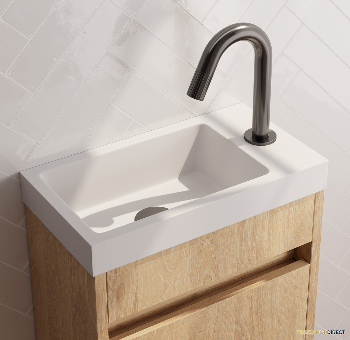 Brauer Stripe opbouw fonteinkraan met gebogen uitloop gunmetal geborsteld PVD – afbeelding 2