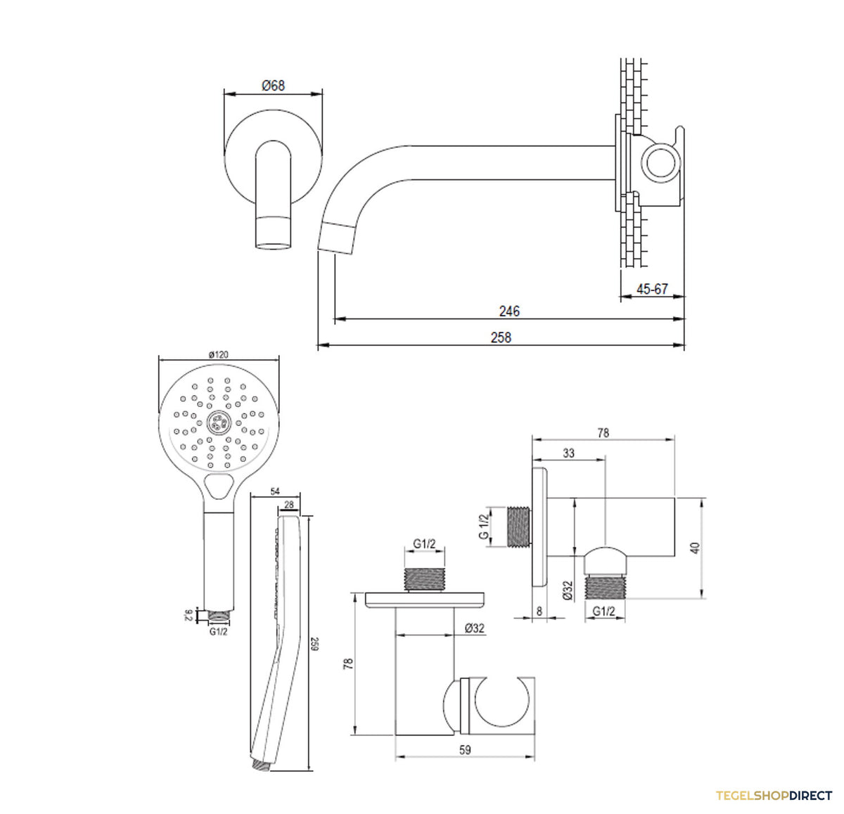 Inbouwthermostaatset Brauer Copper Incl Baduitloop en 3 Standen Handdouche Koper – afbeelding 9