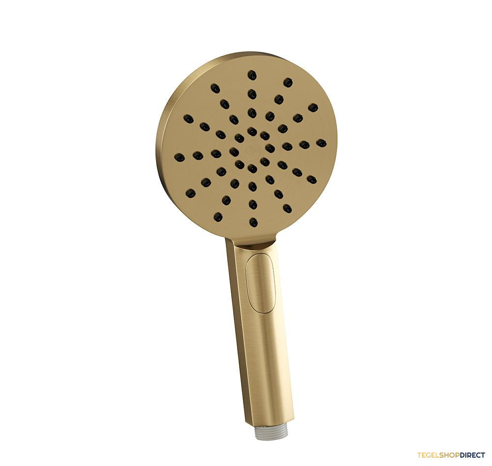Regendoucheset Inbouw Brauer Gold Edition Thermostatisch 20cm met Gebogen Wandarm, Glijstang en Handdouche 3-Standen Losse Stopkranen Geborsteld Goud – afbeelding 4