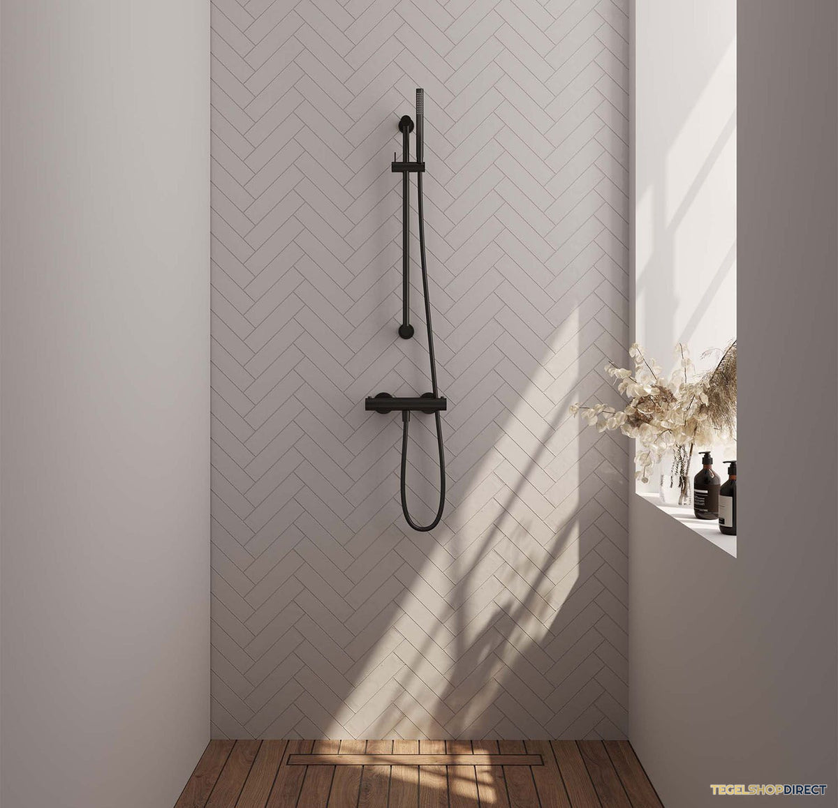 Douchekraanset Brauer Black Edition Opbouw Met Glijstang En Staafhanddouche Mat Zwart – afbeelding 2
