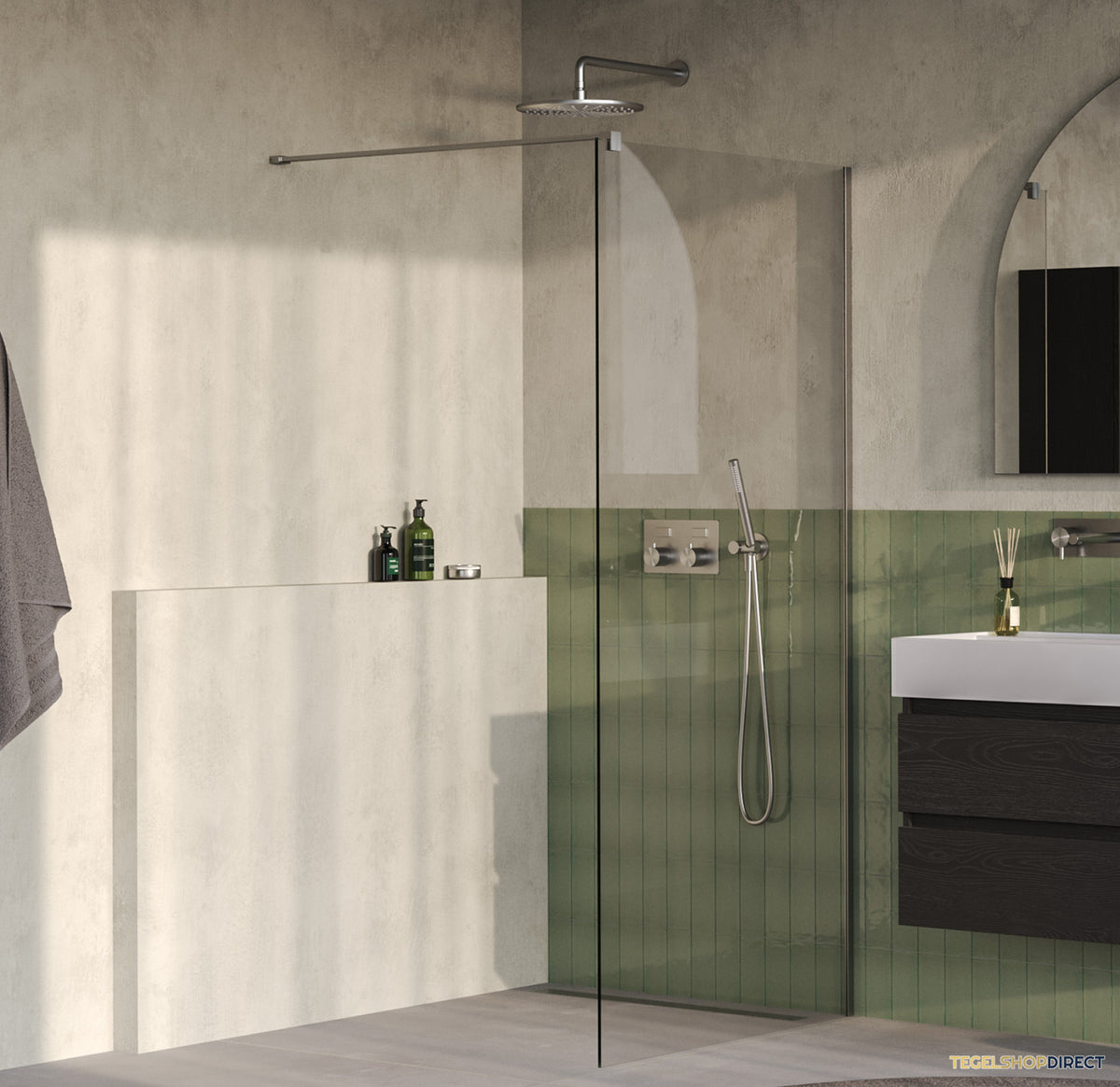 BRAUER Oblivion inloopdouche helder glas 100x200 incl. glascoating PVD RVS-kleurig geborsteld