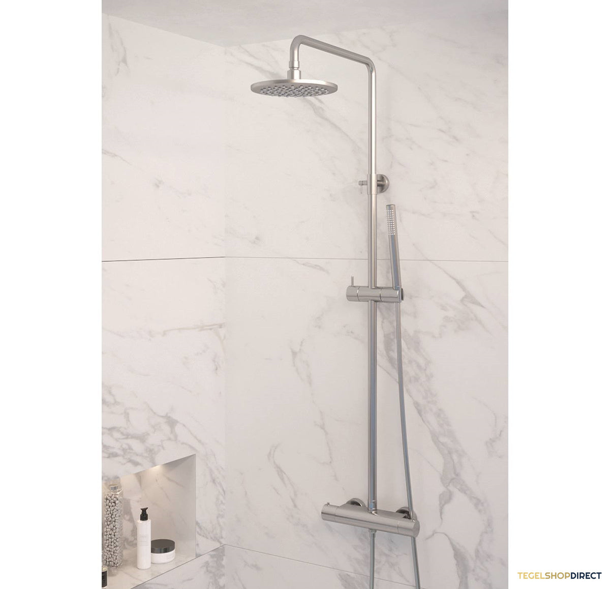 Regendouche Brauer Brushed Showerpipe Met Thermostaat 20cm Geborsteld RVS – afbeelding 2