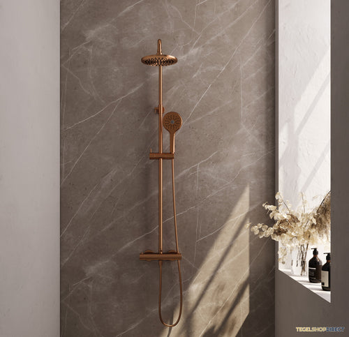 Regendouche Brauer Copper Showerpipe Met Thermostaat 20cm 3 Standen Koper