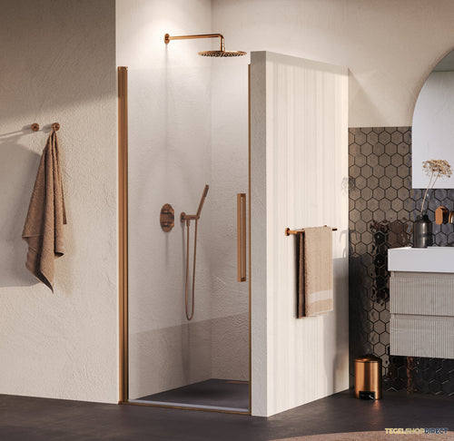 BRAUER Cosmic Nisdeur Draaiend 90x200 Omkeerbaar Helder Glas Incl. Glascoating PVD Koper Geborsteld