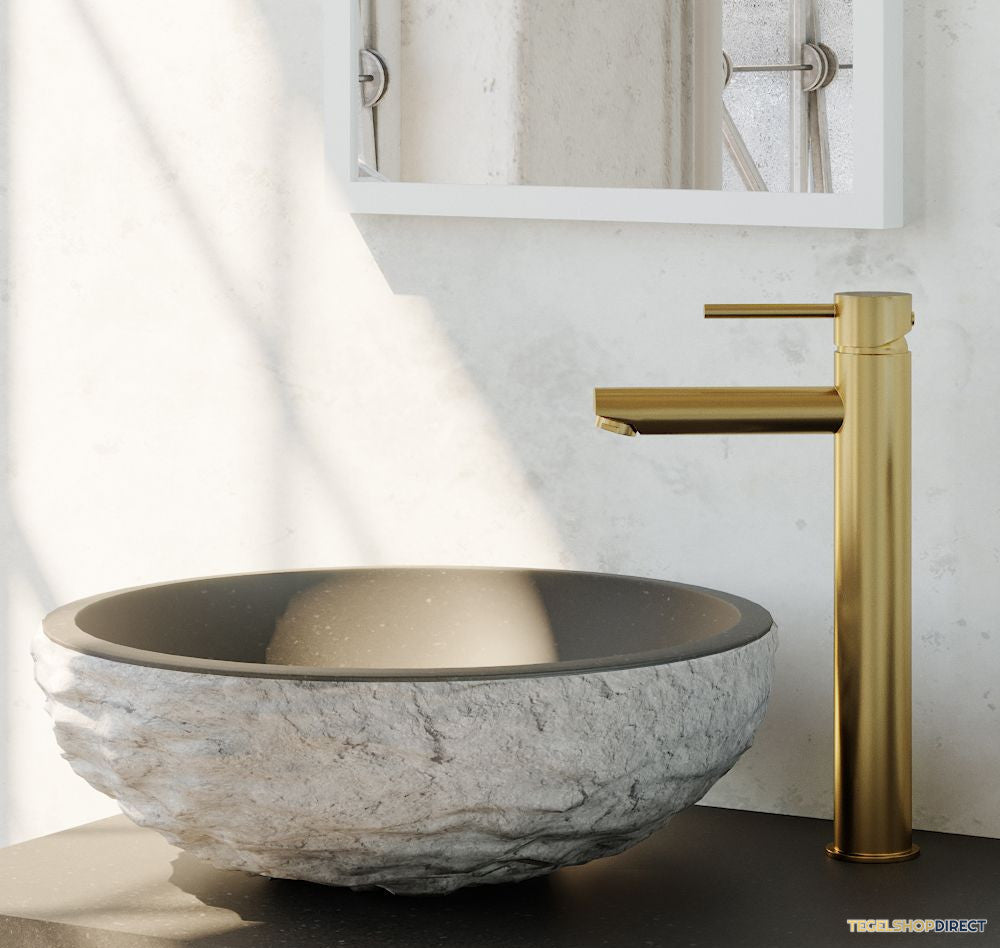 Wastafelmengkraan Brauer Gold Edition Coldstart Opbouw Hoog Ronde Hendel Geborsteld Goud PVD – afbeelding 2