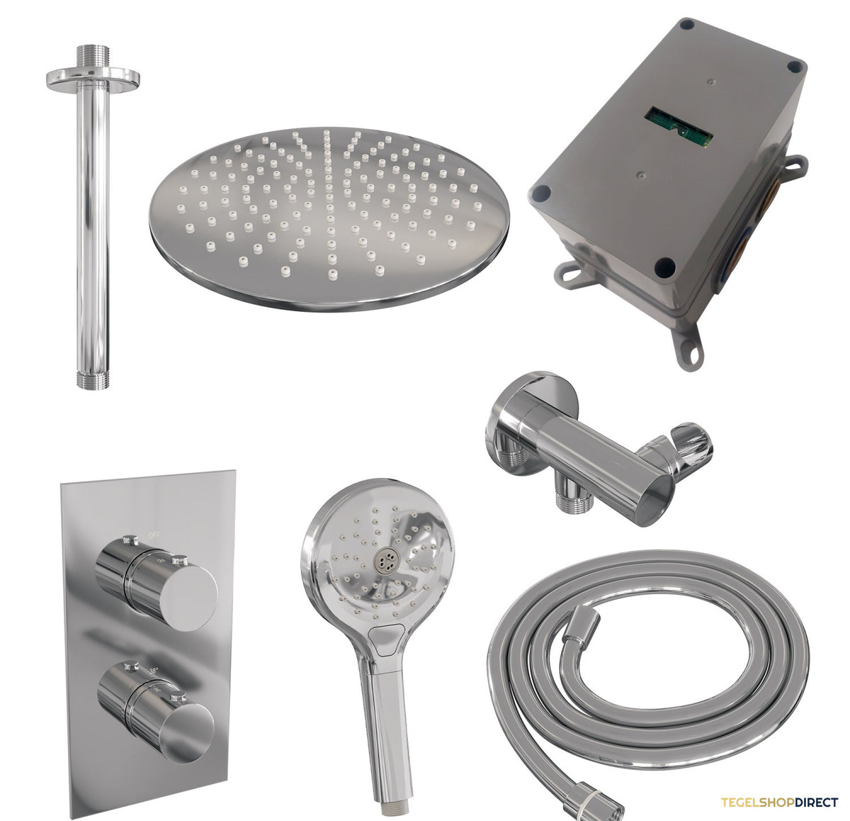 Inbouw Regendouche Set Brauer Chrome Edition Plafond Uitloop Ronde Hoofddouche 30 cm Met Handdouche 3 Standen – afbeelding 7