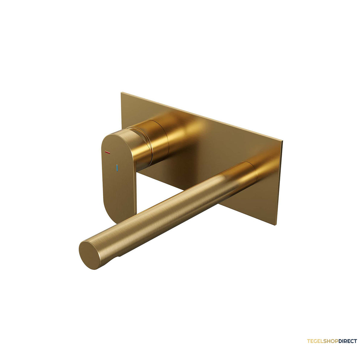 Inbouw Wastafelmengkraan Brauer Gold Edition Coldstart Rechte Uitloop Platte Hendel Links Geborsteld Goud PVD Met Afdekplaat