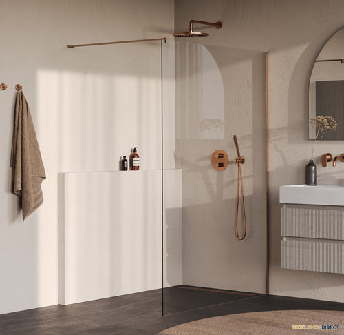BRAUER Oblivion inloopdouche helder glas 140x200 incl. glascoating PVD koper geborsteld