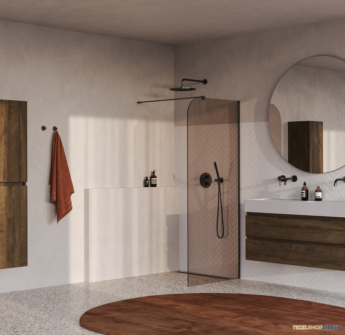 BRAUER Orion inloopdouche brons glas 100x200 incl. glascoating Geborsteld Gunmetal PVD – afbeelding 2