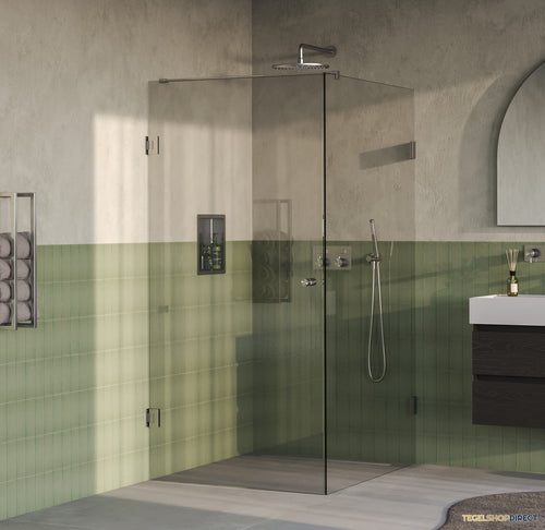 BRAUER Void Carving douchecabine met draaideur helder glas 100x120x200 incl. glascoating PVD RVS-kleurig geborsteld