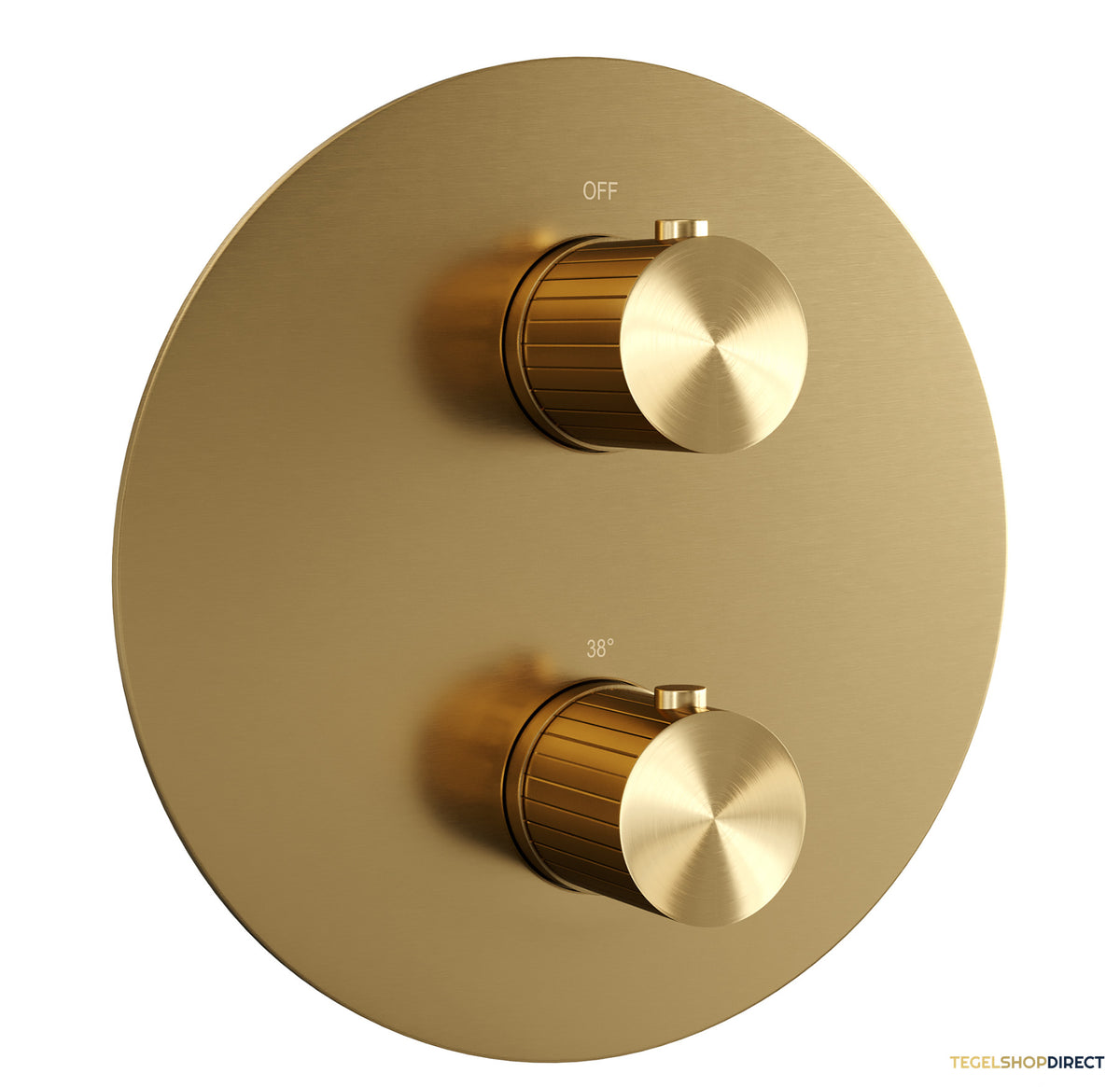 Brauer Stripe thermostatische inbouw regendouche 3-weg rond SET 39 met 25 cm douchekop en plafondarm en staaf handdouche en doucheslang en wandaansluitbocht goud geborsteld PVD – afbeelding 4