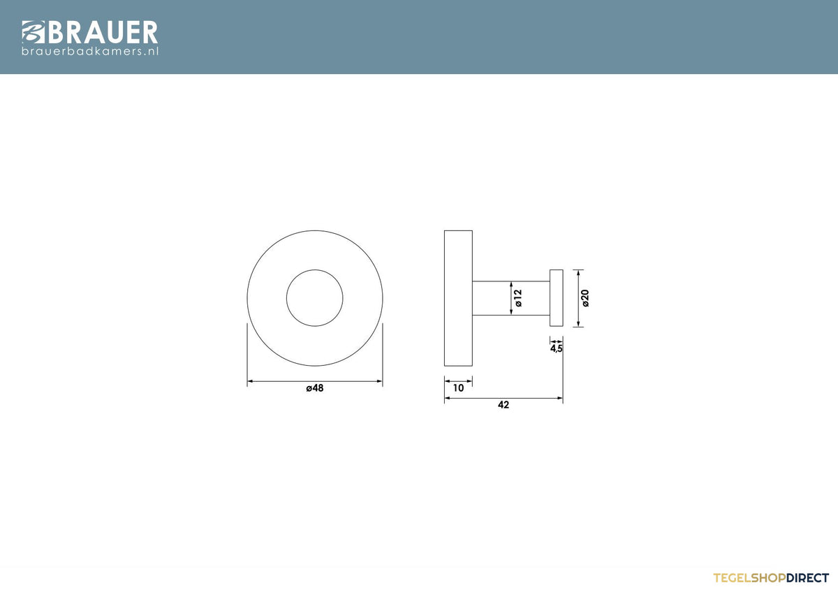 Handdoekhaak Brauer Brushed Wandmontage met PVD coating Geborsteld RVS – afbeelding 3