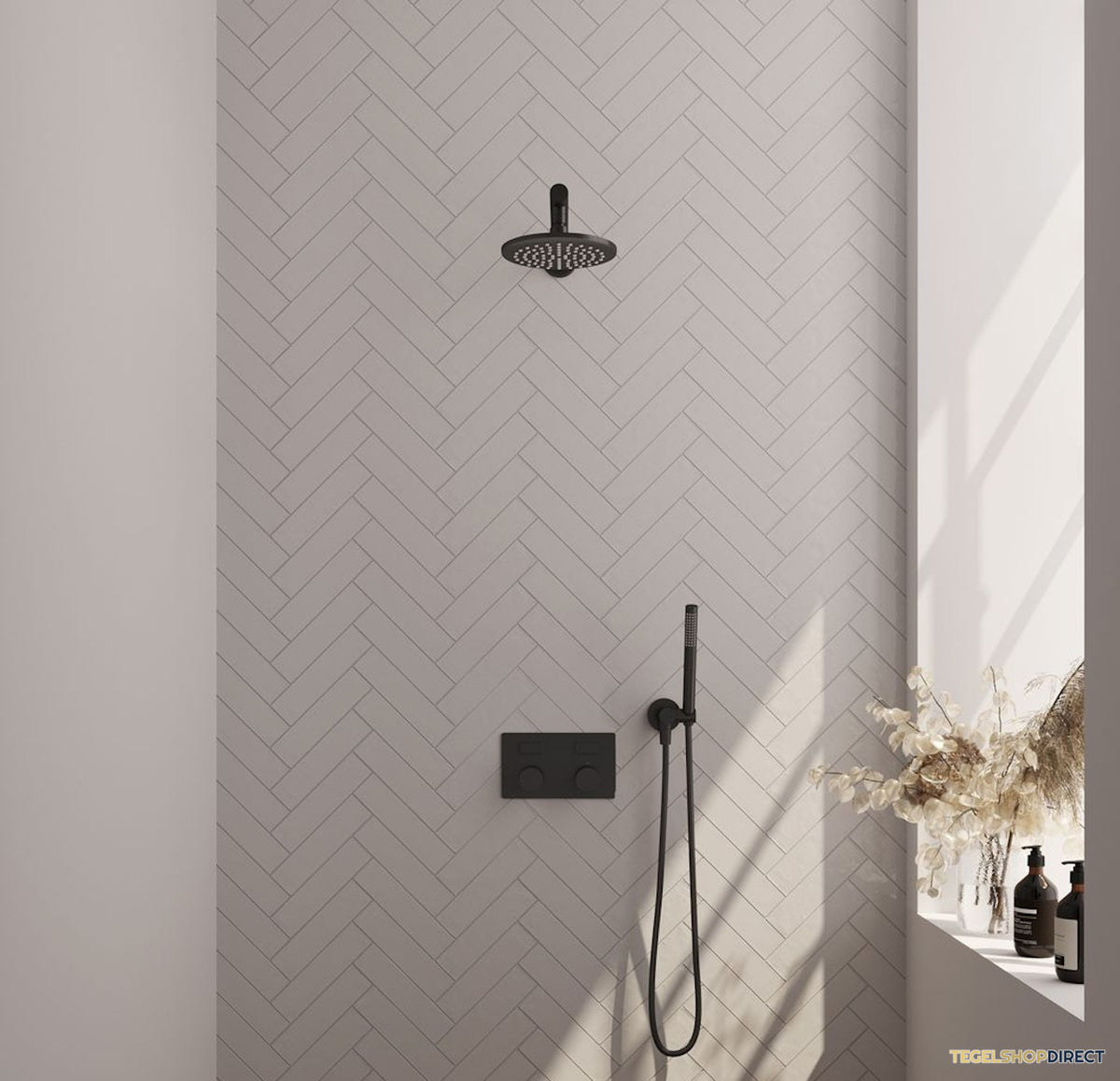 Thermostatische Inbouwdoucheset Brauer Carving Recht Met Drukknoppen Mat Zwart (Alle Opties)