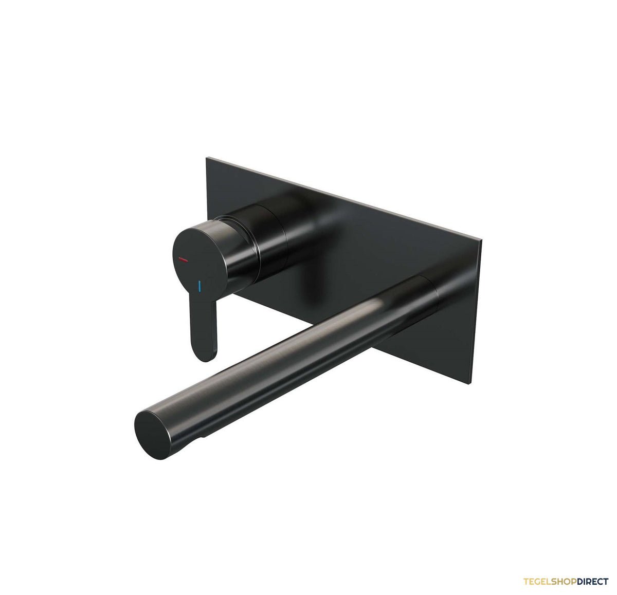 Inbouw Wastafelmengkraan Brauer Gunmetal Edition Coldstart Rechte Uitloop Korte Platte Hendel Links Geborsteld Gunmetal PVD Met Afdekplaat