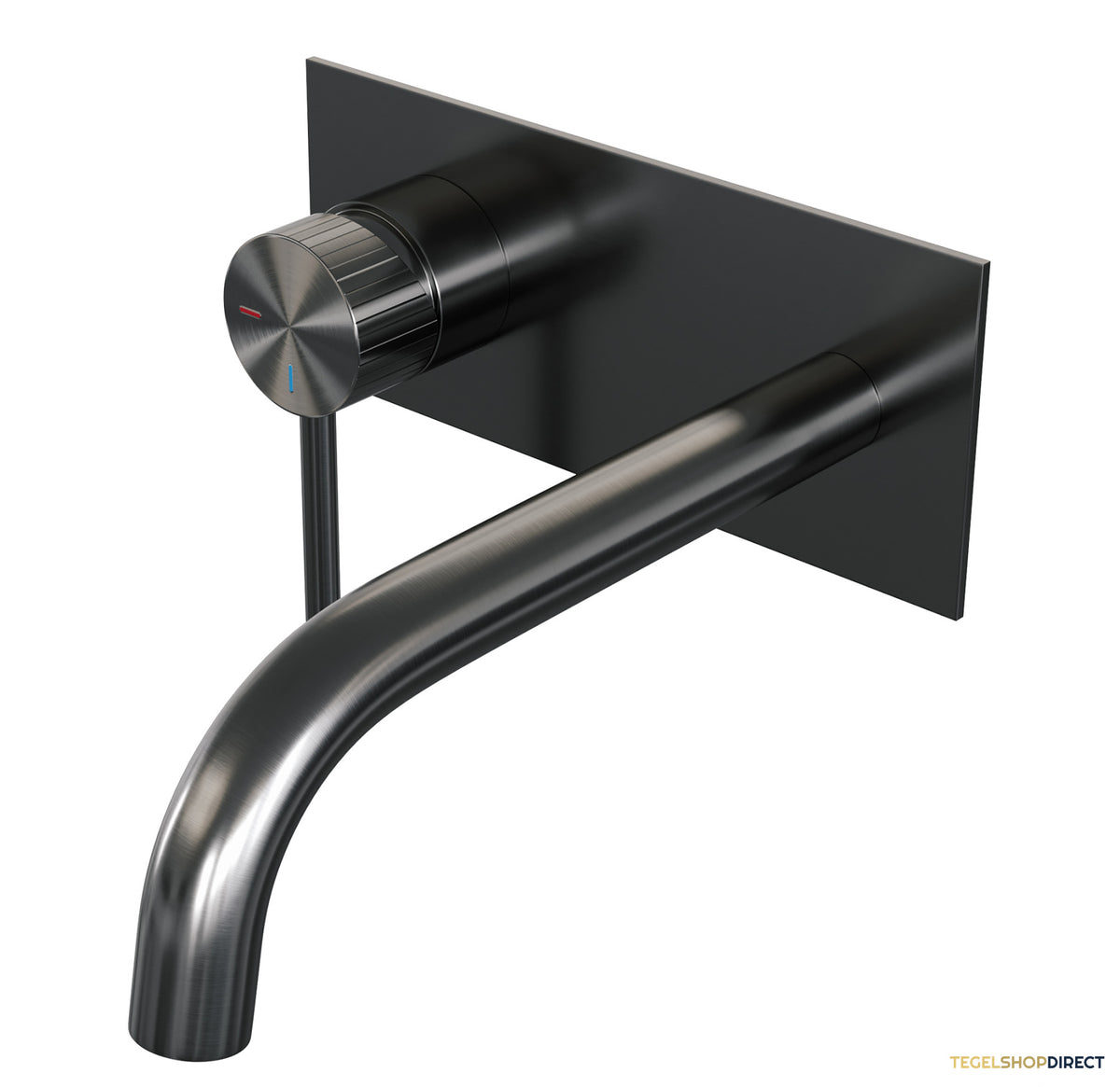 Brauer Stripe inbouw wastafelmengkraan met gebogen uitloop en afdekplaat model A2 gunmetal geborsteld PVD