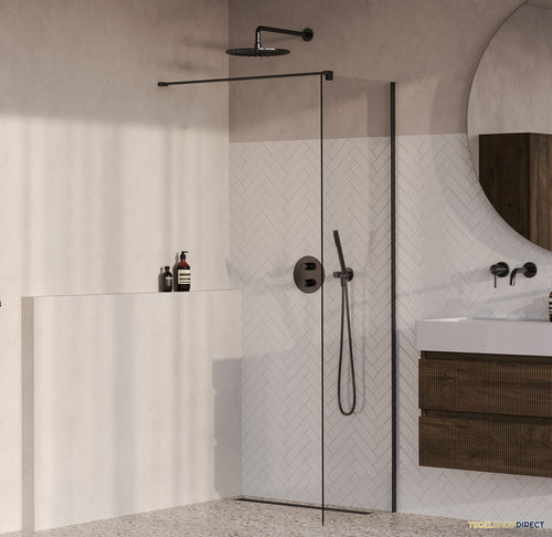 BRAUER Oblivion inloopdouche helder glas 50x200 incl. glascoating PVD gunmetal geborsteld