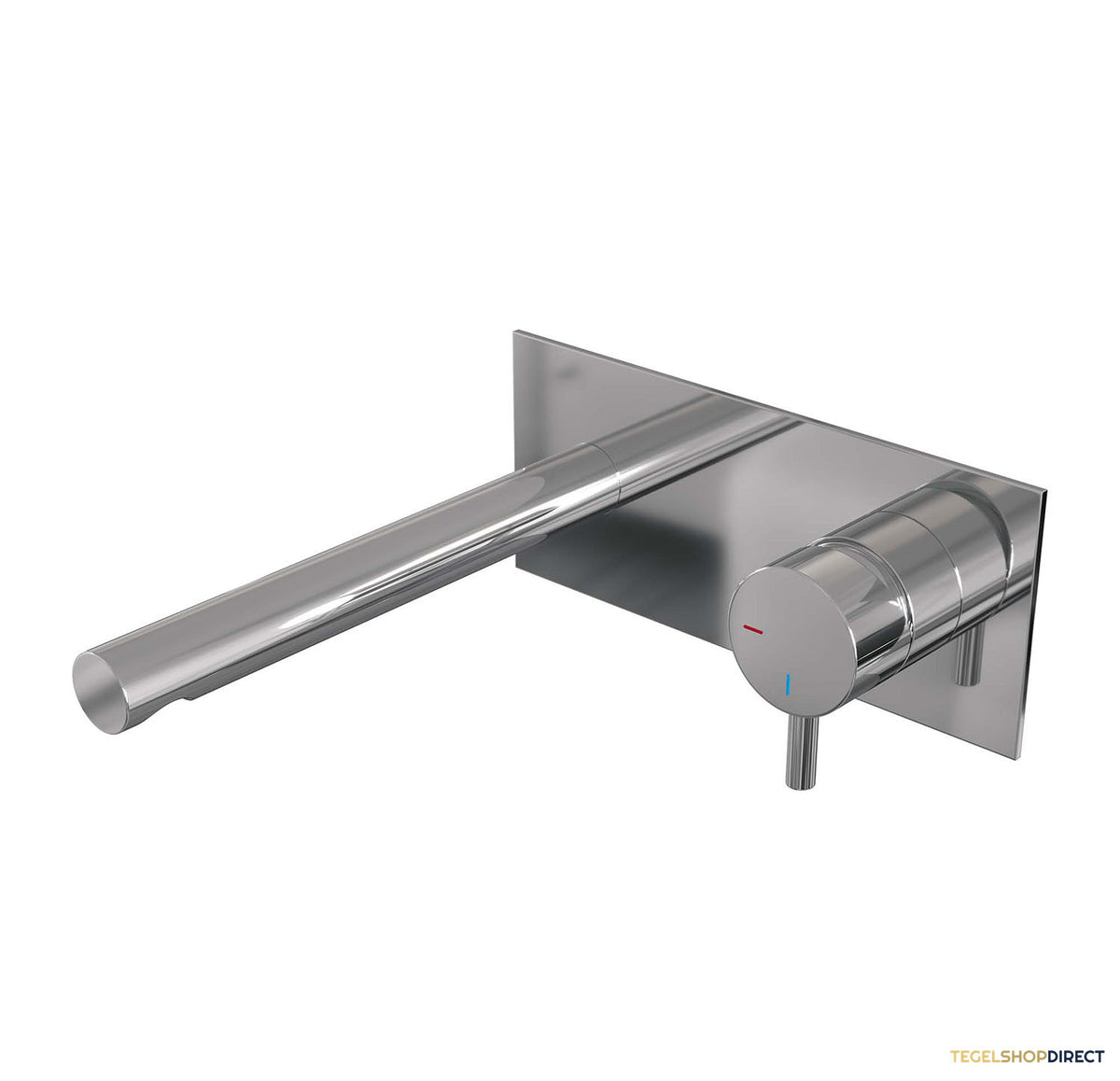 Inbouw Wastafelmengkraan Brauer Chrome Edition Coldstart Rechte Uitloop Korte Ronde Hendel Rechts Chroom Met Afdekplaat