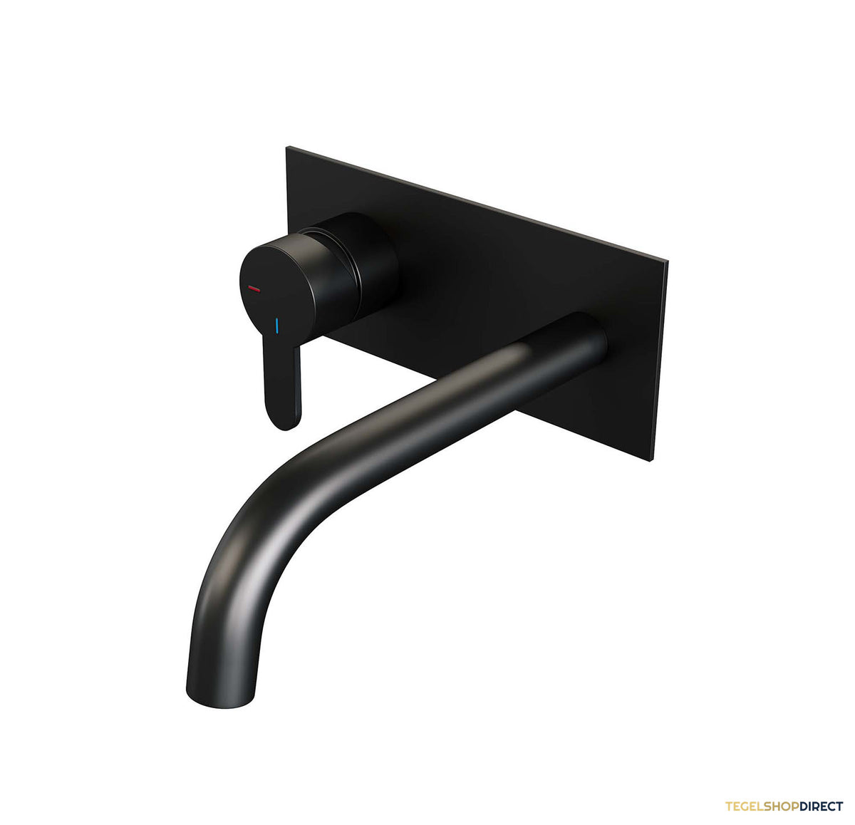 Inbouw Wastafelmengkraan Brauer Black Edition Coldstart Gebogen Uitloop Korte Platte Hendel Links Mat Zwart Met Afdekplaat