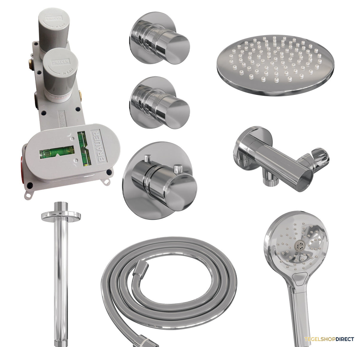 Thermostatisch Inbouwdoucheset Brauer Chrome 20cm Hoofddouche Plafondarm 3 Standen Handdouche Chroom – afbeelding 8