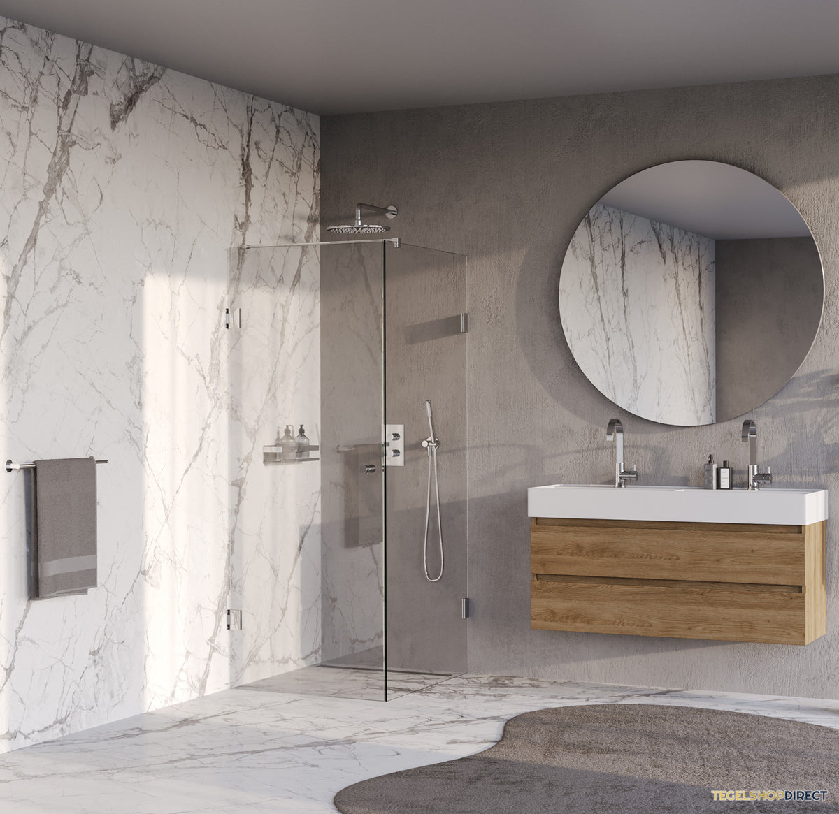 BRAUER Void Carving douchecabine met draaideur helder glas 90x100x200 incl. glascoating chroom – afbeelding 2