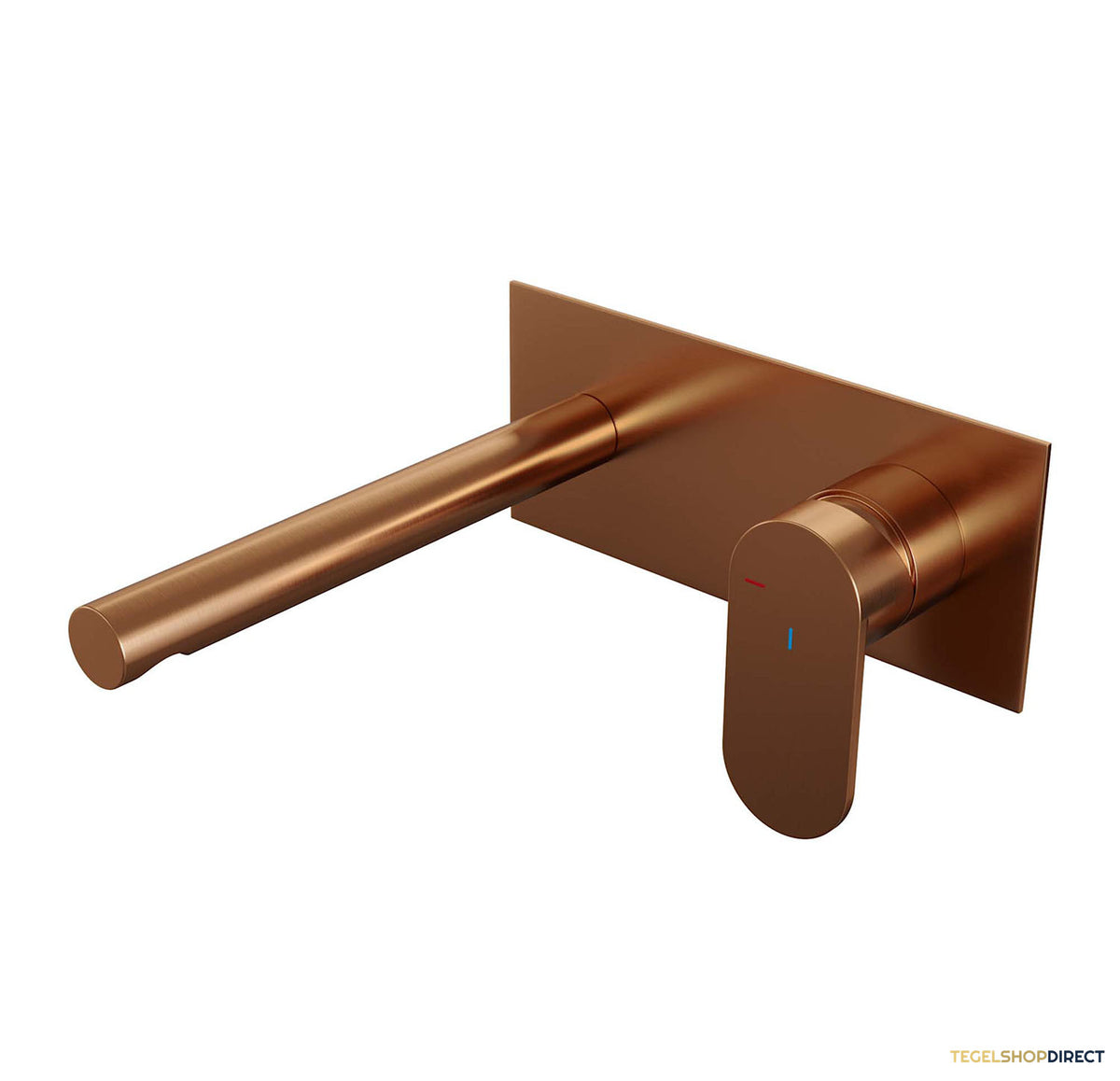 Inbouw Wastafelmengkraan Brauer Copper Edition Coldstart Rechte Uitloop Platte Hendel Rechts Geborsteld Koper PVD Met Afdekplaat