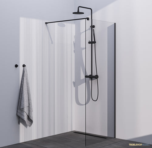 BRAUER Season inloopdouche model C helder glas 90x200 incl. glascoating mat zwart