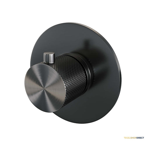 Inbouwthermostaat Brauer Gunmetal Carving met Ronde knop en Rozet Geborsteld Gunmetal