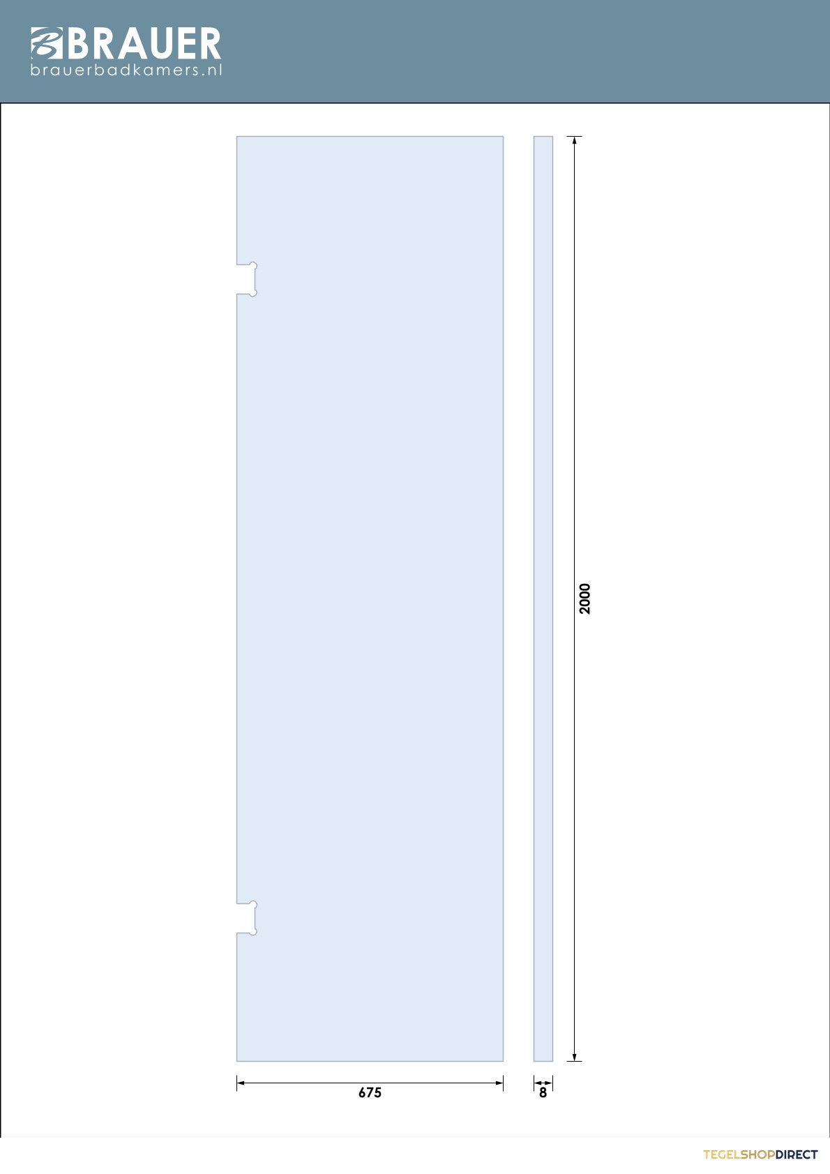BRAUER Wand 70 helder glas enkelzijdige uitsparingen – afbeelding 2
