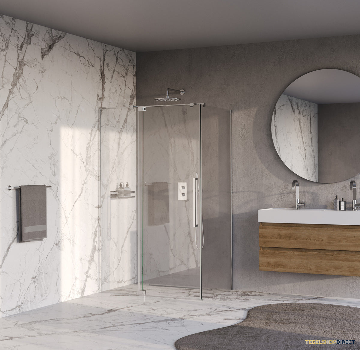 BRAUER Stellar douchecabine met draaideur helder glas 120x80x200 omkeerbaar incl. glascoating chroom – afbeelding 2