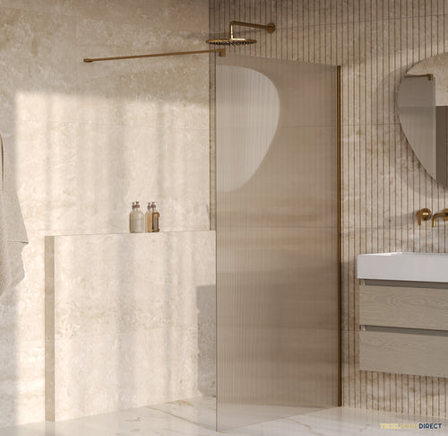 BRAUER Oblivion Flow inloopdouche helder ribbelglas 120x200 incl. glascoating Geborsteld Goud PVD