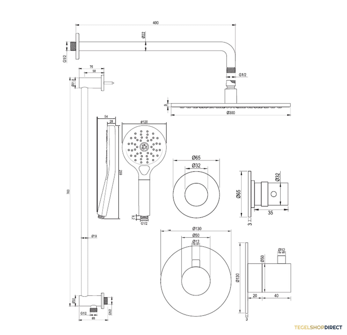 Inbouw Regendouche Set Brauer Copper Edition Gebogen Wanduitloop Ronde Hoofddouche 30 cm Met Twee Stopkranen Glijstang en Handdouche 3 Standen Koper – afbeelding 11